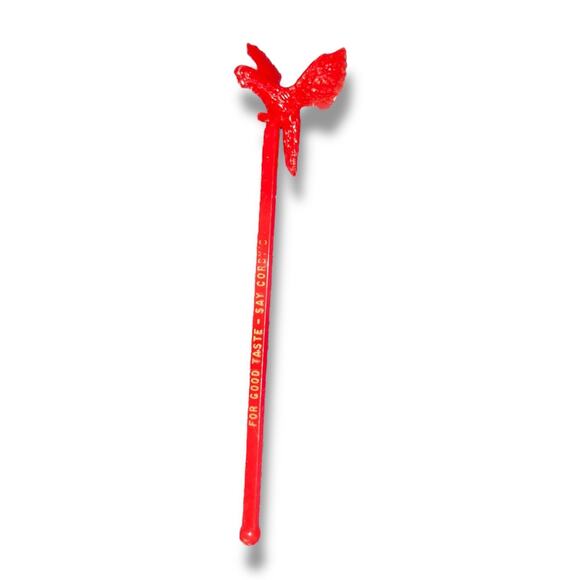 Vintage Corby’s Red Parrot Swizzle Stick Barware Cocktail Stirrer 1960s Promo - Picture 1 of 6